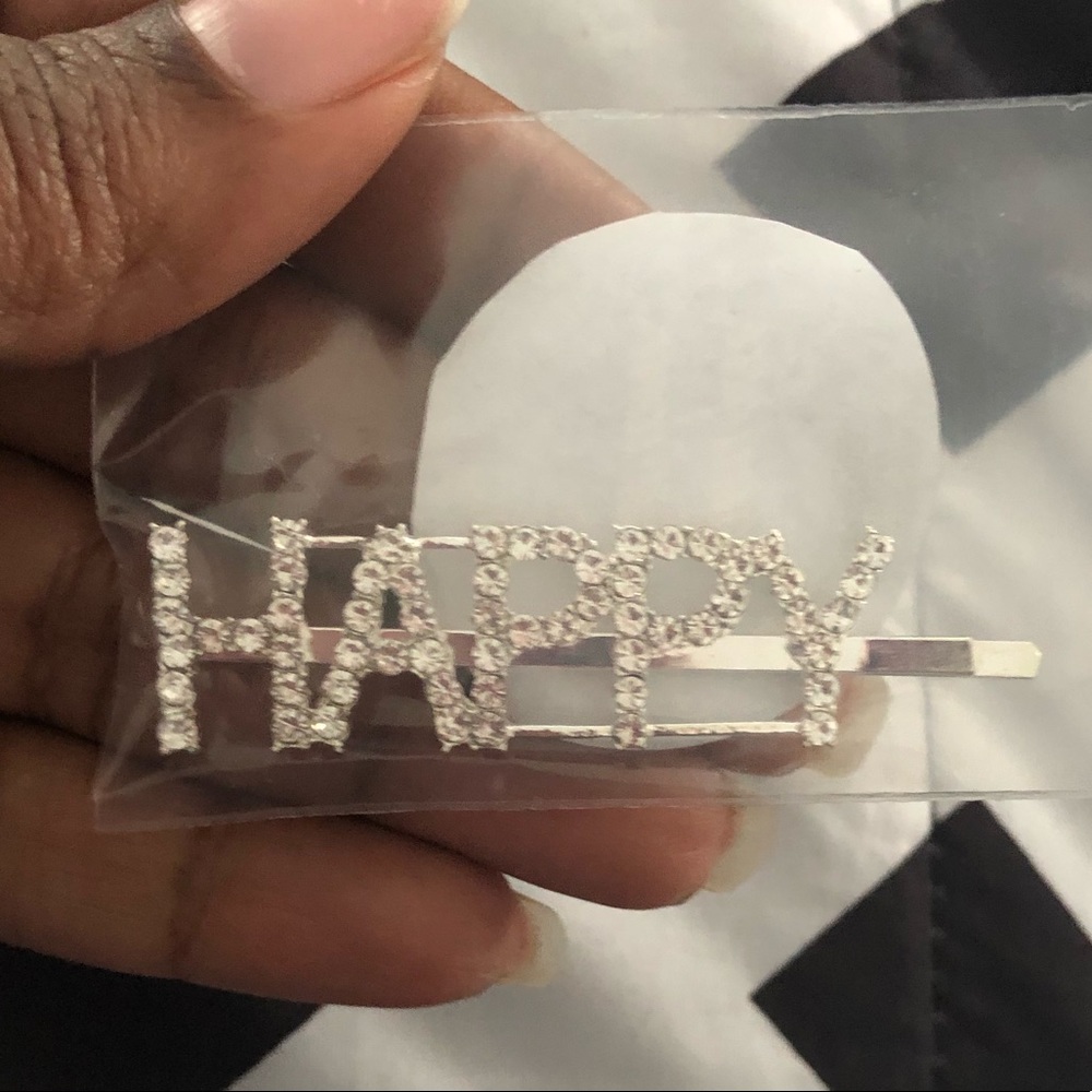 Happy Rhinestone Hair Clip